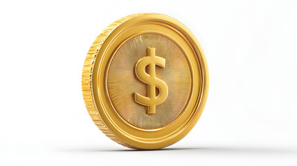 3D Dollar Coin – Transparent Financial Symbol