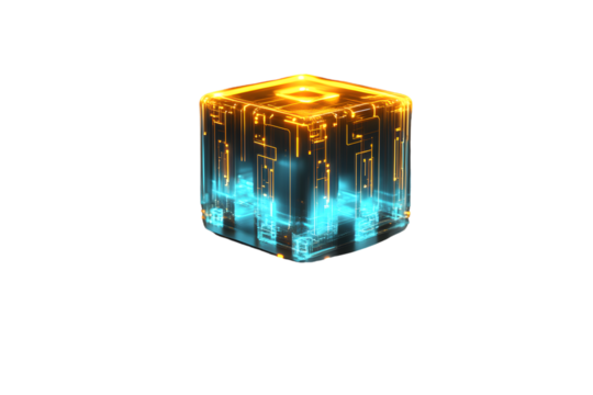 Glowing Cube with Circuitry Design Futuristic Technology and Innovation Visualization