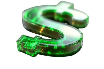 Glowing Dollar Sign Neon Green Illumination for Finance and Economy Concepts