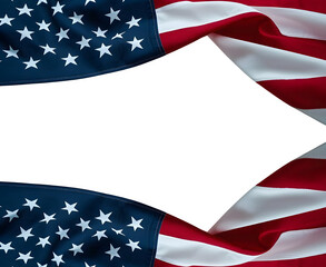 Fototapeta premium American Flag use draped corner on white background and PNG. Independence Day .