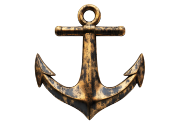Golden Anchor Isolated on Black Background Nautical Symbol for Stability and Strength in Desig