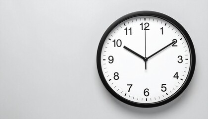 Minimalist Black Frame Wall Clock with Bold Numbers on a Light Gray Wall &ndash; A Classic and Functional Timepiece for Modern Spaces