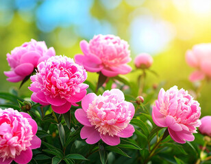 Fototapeta premium Gorgeous Blooming Pink Peonies in Late Spring
