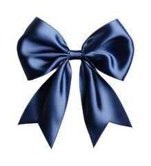 Elegant navy satin bow decoration graphic design styled isolated on transparent background