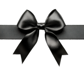 Elegant black bow decoration for gift wrapping high-resolution isolated on transparent background