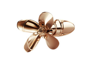 Golden Propeller Design Shiny Metallic and Reflective for Industrial and Nautical Themes