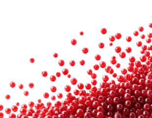 Bursting red bubbles abstract high-contrast design isolated on transparent background