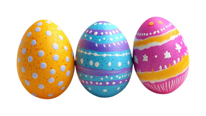 Colorful easter eggs decoration spring holiday isolated on transparent background