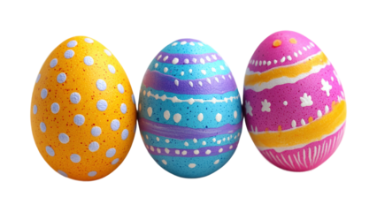 Colorful easter eggs decoration spring holiday isolated on transparent background