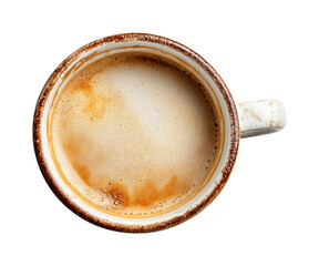 Coffee cup kitchen beverage warm mood top view isolated on transparent background