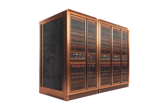 HighTech Copper Server Racks Data Center Technology Network Infrastructure Illustration