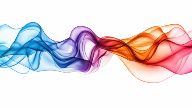 Abstract Colorful Wavy Lines on Transparent Background