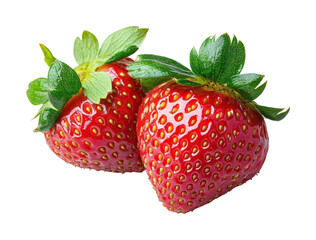 Fresh strawberries harvested in nature vibrant colorful fruit isolated on transparent background