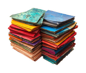 Vibrant paper collection craft supplies colorful elevated isolated on transparent background