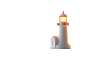 Illuminated beacon guiding the way a glowing structure with warm light casting safety and dire