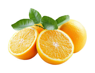 Freshly sliced oranges fruit display bright environment isolated on transparent background
