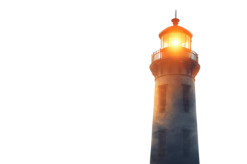 Illuminated Beacon in the Darkness A Tower of Light Guiding the Way Through Night and Fog