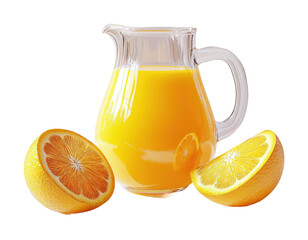 Refreshing orange juice pouring from a pitcher kitchen food bright isolated on transparent background
