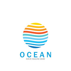 ocean wave sea logo vector illustration design template