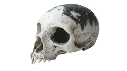 Gothic bird skull isolated on white transparent background