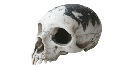 Gothic bird skull isolated on white transparent background