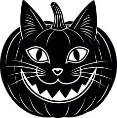 Pumpkin With Carved Cat Face