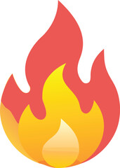 Illustration of a colorful flame symbol in red, orange, and yellow, representing fire, energy, and heat, ideal for energy, safety, and warning-related designs.
