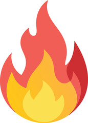 Illustration of a colorful flame symbol in red, orange, and yellow, representing fire, energy, and heat, ideal for energy, safety, and warning-related designs.