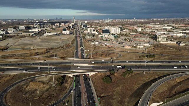 Traffic on the morning commute in Markham Ontario