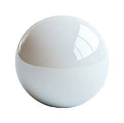 Reflective white sphere on table surface still life isolated on transparent background