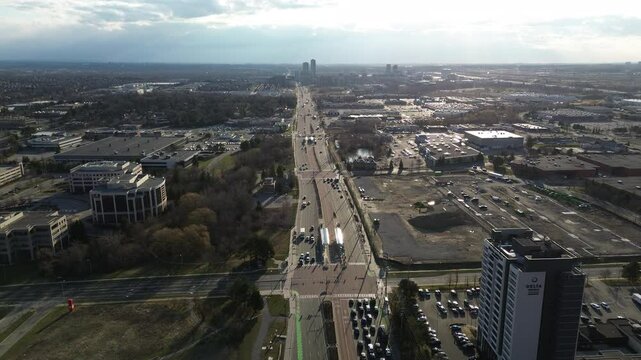 Traffic on the morning commute in Markham Ontario