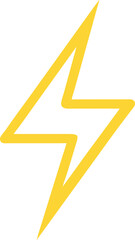 Illustration of a yellow lightning bolt symbol, representing power, energy, and electricity, ideal for energy, technology, and dynamic design themes.