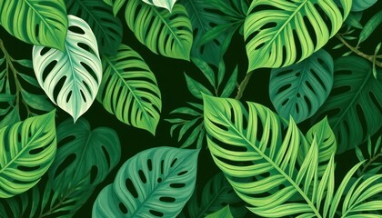 Lush tropical leaves pattern