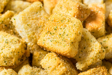 Homemade Dry Crunchy Croutons with Parmesan