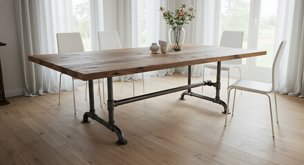 Creative Upcycled Furniture Made from Reclaimed Materials in Modern Interior Setting, Circular Economy Concept