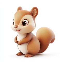 Naklejka premium Adorable cartoon squirrel, posed against a white background.