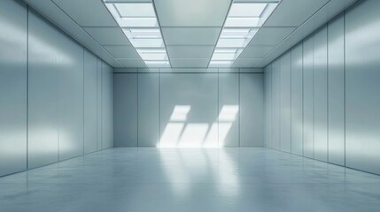 Modern Empty Room with Skylights and Metallic Walls - Architectural Interior Design