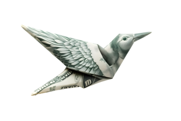 Origami Bird Crafted from Currency Symbolizing Financial Freedom and Creativity