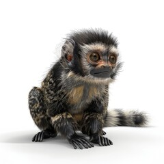 Fototapeta premium Small, contemplative monkey with detailed fur patterns.