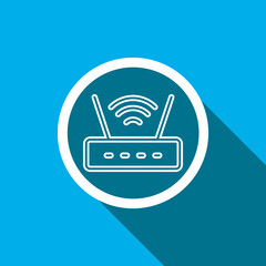 Wi Fi icon vector. Wireless router icon sign symbol in trendy flat style. Wifi icon image, Wifi icon illustration isolated on blue background