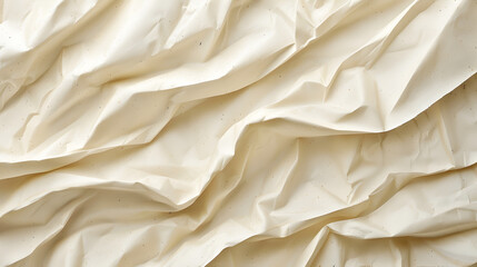 Obraz premium Close up of wrinkled light beige fabric creating abstract patterns and textures in the image plane