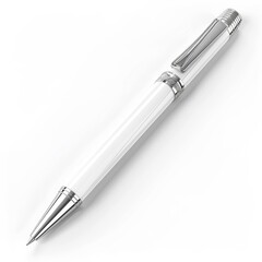 Naklejka premium Sleek white ballpoint pen with metallic accents.