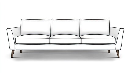 Fototapeta premium Three-seat sofa design with modern wooden legs.