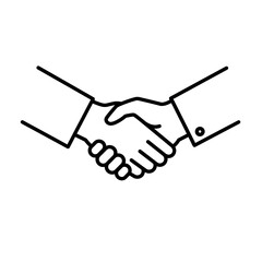 Handshake Icon Vector in Thin Black Line Style Symbolizing Business Partnership, Corporate Agreement, Professional Deal and Collaborative Work Concepts
