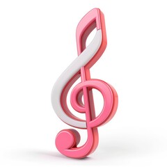 Fototapeta premium Pink and white treble clef music symbol.