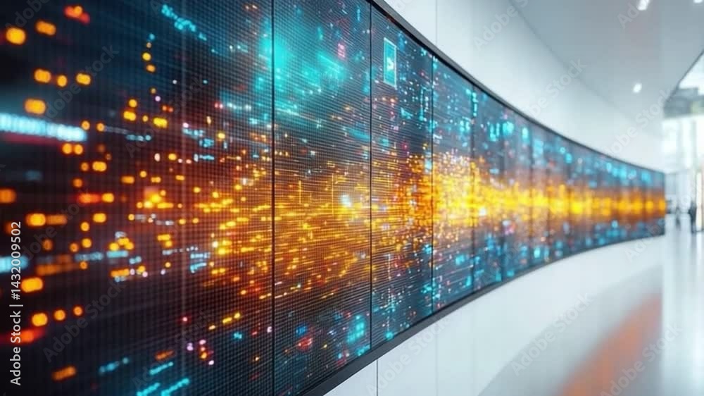 Poster Digital Flow: a dynamic visual that transports the viewer through a stunning display of vibrant, colorful data streams, evoking a sense of technological marvel.