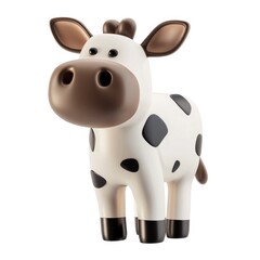 Fototapeta premium Cute cartoon cow figurine, digitally rendered.