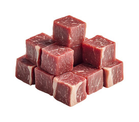 Culinary preparation beef cubes kitchen food isolated on transparent background