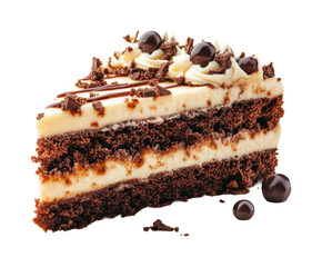 Indulging in chocolate cake bakery food deliciousness isolated on transparent background