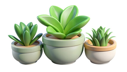 House plants in stylish ceramic pots isolated vector illustration